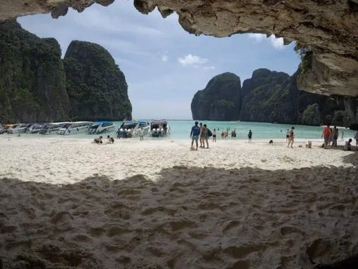 Phuket snorkeling - Phi Phi Island speed boat to Maya Bay view of the beach