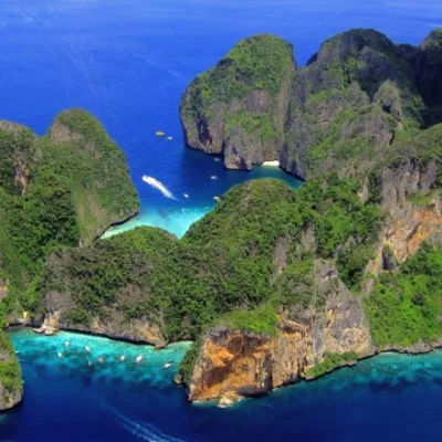 Phi Phi islands snorkeling - drone image