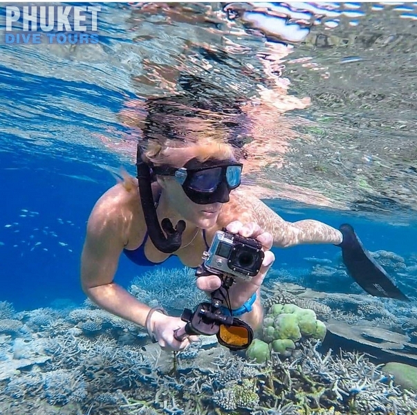 Snorkeling in Phuket with go pro Snorkeling trips to Racha Yai - Phuket Snorkeling Tours